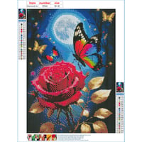 DPHERO Set Pictură cu Diamante 5D pentru Adulți și Începători, Model cu Trandafir și Fluture, Mozaic cu Diamante Rotunde DIY, Decorațiune pentru Casă, 30x40 cm 6
