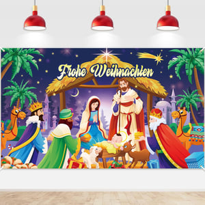 DPKOW Božićna pozadina s prikazom jaslica - 185x110 cm