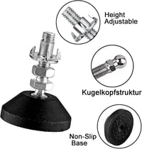 DQZE Állítható Bútorlábak 4 db M10 x 50 mm Gumitalppal, 450 kg Teherbírás, 30° Dőlésszög Állítás Asztal Szék Lábakhoz 3