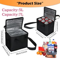 Geantă Termică Pliabilă DQZSY, set de 2 bucăți, dimensiuni mici 5L/7L, geantă frigorifică termoizolantă pentru cumpărături, picnic, birou sau călătorii în aer liber, negru 2