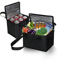 Geantă Termică Pliabilă DQZSY, set de 2 bucăți, dimensiuni mici 5L/7L, geantă frigorifică termoizolantă pentru cumpărături, picnic, birou sau călătorii în aer liber, negru 1