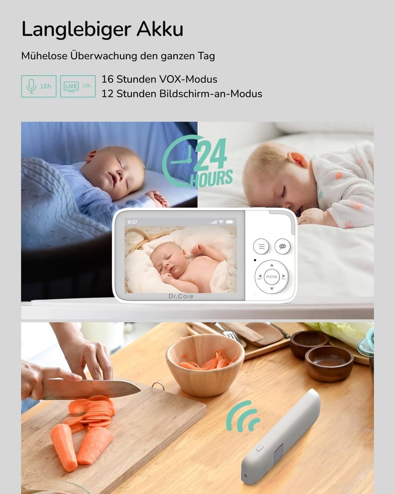 Dr.Care NeoView Babyphone 3,5" kijelzővel, kamera, kétirányú hang, éjszakai látás, hőmérő - 3.5" Monitor mit 1 Kamera