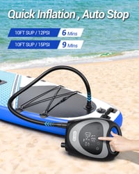 Elektrická pumpa na SUP Dr.meter 20 PSI, prenosný vzduchový kompresor s 5200 mAh batériou, funkciou automatického vypnutia a 2 LED svetlami, pre paddleboardy, člny a kajaky 3