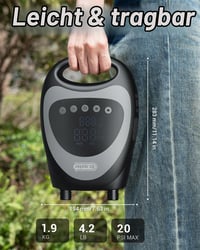 Elektrická pumpa na SUP Dr.meter 20 PSI, prenosný vzduchový kompresor s 5200 mAh batériou, funkciou automatického vypnutia a 2 LED svetlami, pre paddleboardy, člny a kajaky 5