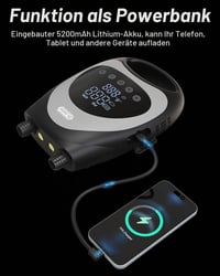 Elektrická pumpa na SUP Dr.meter 20 PSI, prenosný vzduchový kompresor s 5200 mAh batériou, funkciou automatického vypnutia a 2 LED svetlami, pre paddleboardy, člny a kajaky 7