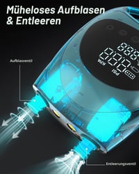 Elektrická pumpa na SUP Dr.meter 20 PSI, prenosný vzduchový kompresor s 5200 mAh batériou, funkciou automatického vypnutia a 2 LED svetlami, pre paddleboardy, člny a kajaky 6