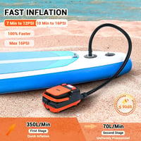 Dr.meter 6000mAh Újratölthető Elektromos SUP Pumpa - Automata Kikapcsolás, 4 SUP Felfújása, 2 USB Port, 3 LED Lámpa, Kajak, Csónak, Sátor Ko 2