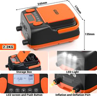 Dr.meter 6000mAh Újratölthető Elektromos SUP Pumpa - Automata Kikapcsolás, 4 SUP Felfújása, 2 USB Port, 3 LED Lámpa, Kajak, Csónak, Sátor Ko 4