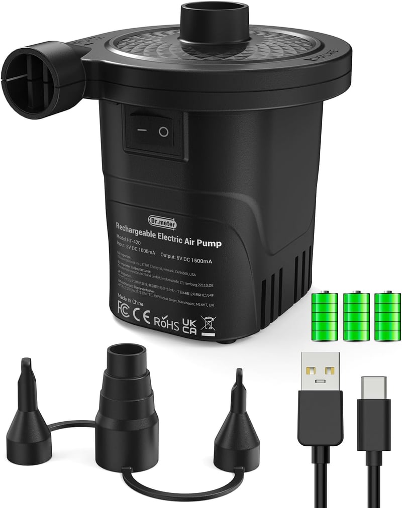 Dr.meter Elektromos Légpumpa 4000mAh Akkumulátorral - Hordozható Felfújó Deflátor Matrac Medence Csónak Jacht