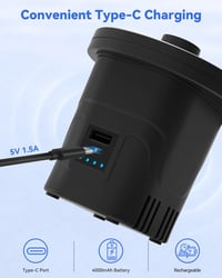 Dr.meter Elektromos Légpumpa 4000mAh Akkumulátorral - Hordozható Felfújó Deflátor Matrac Medence Csónak Jacht 5