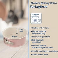 Dr. Oetker 9925750 3-dielna súprava foriem na pečenie, okrúhla tortová forma, forma na vrstvené torty, oceľ a keramika, ružová, 18,5x7,5x18 cm, 20x7 cm, 17x1,5 cm 4