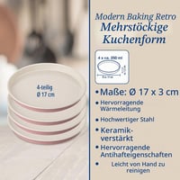 Dr. Oetker 9925750 3-dielna súprava foriem na pečenie, okrúhla tortová forma, forma na vrstvené torty, oceľ a keramika, ružová, 18,5x7,5x18 cm, 20x7 cm, 17x1,5 cm 2