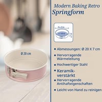 Dr. Oetker 9925750 3-dielna súprava foriem na pečenie, okrúhla tortová forma, forma na vrstvené torty, oceľ a keramika, ružová, 18,5x7,5x18 cm, 20x7 cm, 17x1,5 cm 3