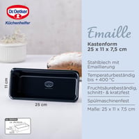 Dr. Oetker Back-Liebe 25 cm forma na chlieb, smaltovaná, tmavomodrá, hranatá forma na pečenie s povrchovou úpravou odolnou voči poškriabaniu 2