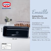 Forma na pečenie chleba Dr. Oetker Back-Liebe, obdĺžniková, 30 cm, so smaltovaným povrchom, odolná proti poškriabaniu, tmavomodrá 4