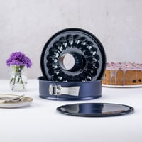 Dr. Oetker Back-Liebe Otváracia tortová forma Ø 26 cm so smaltovaným dnom, tmavomodrá, s plochým a bábovkovým dnom, extra vysokým okrajom, vhodná do umývačky riadu 2
