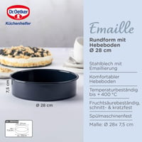Formă de copt rotundă emailată Dr. Oetker Back-Liebe Ø 28 cm – Formă de tort cu margine înaltă și fund detașabil, rezistentă la zgârieturi și tăieturi 3