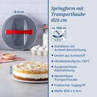 Tortová forma s pružinovým uzáverom Dr. Oetker Bake and Go s vekom, 26 cm, nepriľnavý povrch, na cheesecaky a koláče 5