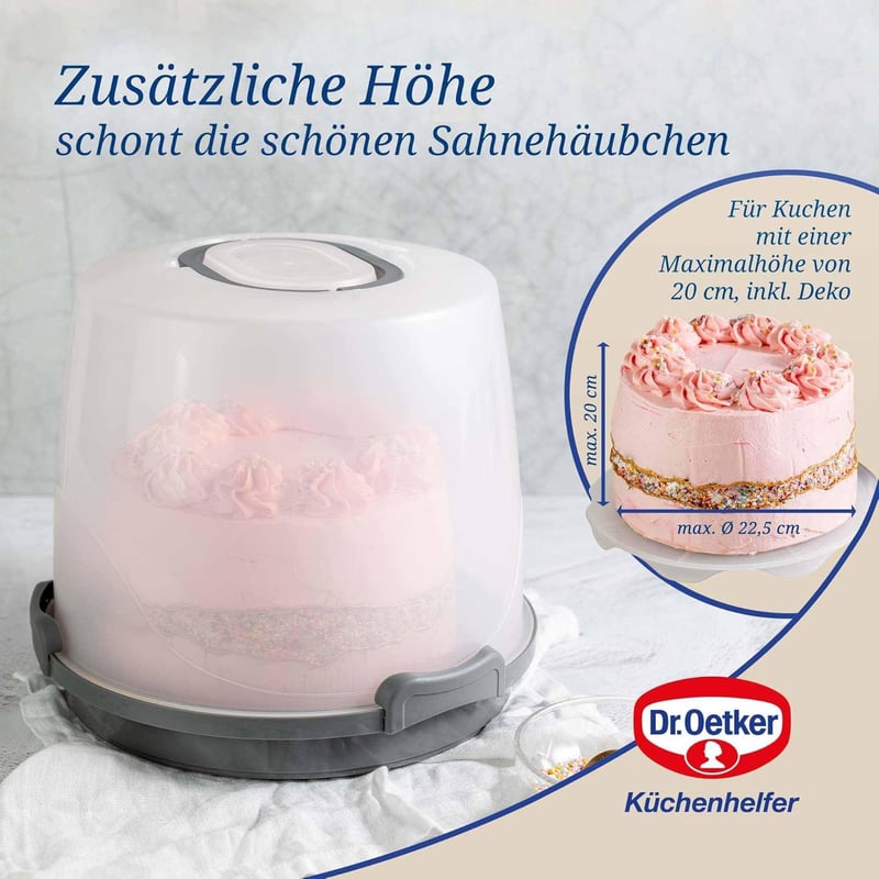 Dr. Oetker Magas Tortaszállító Doboz 22,5 cm Kerek Torta Hordozó Polccal - Transport Box High
