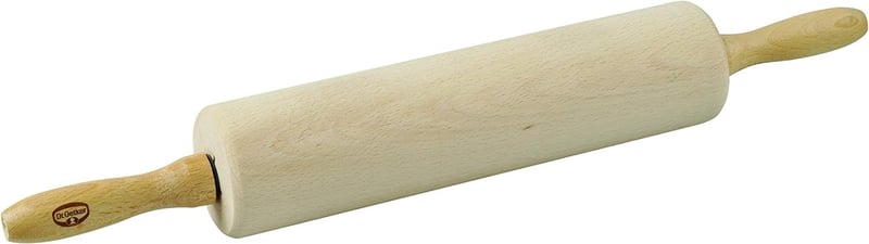 Dr. Oetker profesionalni drveni valjak za tijesto od bukovine – ergonomska ručka, 440x60x60 mm, smeđi