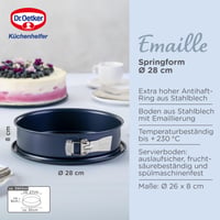 Dr. Oetker okrugli kalup za torte s odvojivim dnom, 28 cm, tamnoplavi emajlirani premaz otporan na rezove i ogrebotine, ekstra visoki rub, čelični kalup za pečenje, 1 kom. 3