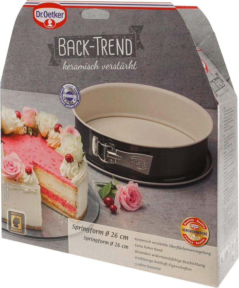 Dr. Oetker Springform Tortaforma 26 cm Kerámia Bevonattal, Rozsdamentes Acél Sütőforma Krém/Antracit - Cream / Anthracite - Springform Tin 26 Cm