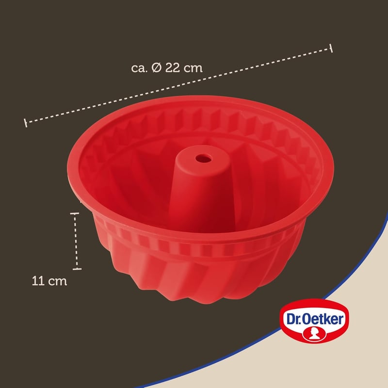 Dr. Oetker Szilikon Fánk Forma 22x10cm Piros Mosogatógépben Mosható - Pudding Mould