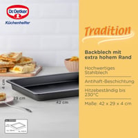 Plech na pečenie Dr. Oetker Tradition z ocele, nepriľnavý, s extra vysokým okrajom, čierny, 42x29x4 cm 3