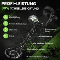 DR.ÖTEK Professzionális Fémkereső Készlet Felnőtteknek, Vízálló Tekerccsel és LCD Kijelzővel 3