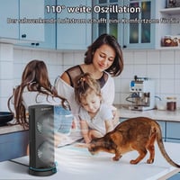 Stolný vežový ventilátor DR.PREPARE, 30 cm, 3 rýchlosti, oscilácia 110°, 3 časovače, prenosný tichý ventilátor do spálne a kancelárie 6