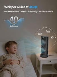 Stĺpový ventilátor DR.PREPARE s diaľkovým ovládaním, 3 rýchlosti, 110° oscilácia, 2/4/8-hodinový časovač, tichý ventilátor do spálne, kancelárie, kuchyne 6