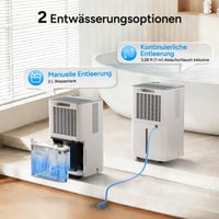 DR.PREPARE Elektrický odvlhčovač vzduchu 25 l/24 h, 4,5 l nádrž, 3 režimy, tichý režim, 24 h časovač, s možnosťou nepretržitého odvodu vody, 40–45 m², do pivnice, práčovne, spálne 5