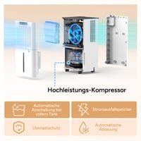 DR.PREPARE Elektrický odvlhčovač vzduchu 25 l/24 h, 4,5 l nádrž, 3 režimy, tichý režim, 24 h časovač, s možnosťou nepretržitého odvodu vody, 40–45 m², do pivnice, práčovne, spálne 7