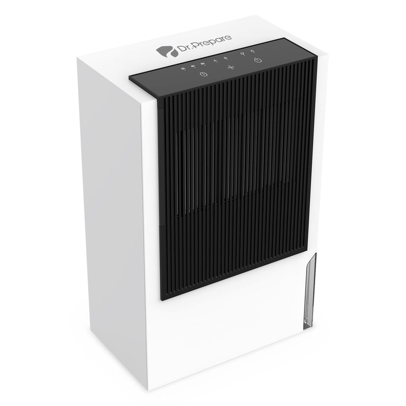 DR.PREPARE Elektrický odvlhčovač 3L - Tichý, prenosný prístroj pre plochu 90m², Energeticky úsporný odvlhčovač do skríň, skladov