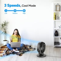 DR.PREPARE Fekete asztali ventilátor 25 dB halk működés 3 sebesség 2-12 óra időzítő 90 fokos automata oszcilláció hálószoba iroda otthon 4