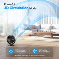 DR.PREPARE Fekete asztali ventilátor 25 dB halk működés 3 sebesség 2-12 óra időzítő 90 fokos automata oszcilláció hálószoba iroda otthon 5