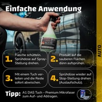 Autokozmetika Dr. Wack A1 All in One Care & Protect 500 ml – Ochrana laku, diskov, pneumatík a ochrana proti dažďu v jednom, na všetky vonkajšie povrchy 5