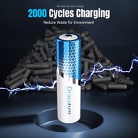 Acumulatori Li-ion reîncărcabili AA Dracutum, set de 8 bucăți cu încărcător, 1.5 V, 3600 mWh, capacitate mare, 2000 cicluri, pentru telecomenzi și lanterne 4