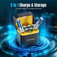 Acumulatori Li-ion reîncărcabili AA Dracutum, set de 8 bucăți cu încărcător, 1.5 V, 3600 mWh, capacitate mare, 2000 cicluri, pentru telecomenzi și lanterne 6