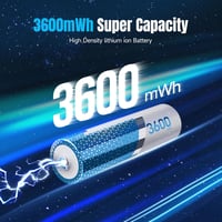 Acumulatori Li-ion reîncărcabili AA Dracutum, set de 8 bucăți cu încărcător, 1.5 V, 3600 mWh, capacitate mare, 2000 cicluri, pentru telecomenzi și lanterne 2