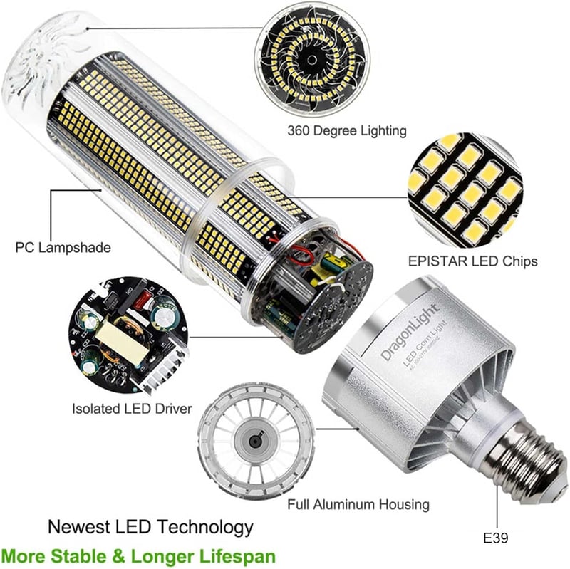 DragonLight 240W LED kukoricaizzó E40 foglalat 32400 lumen meleg fehér