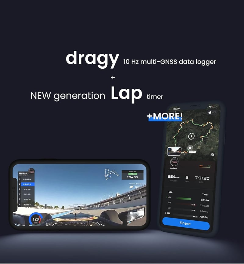 Dragy GPS alapú teljesítménymérő és köridőmérő 25Hz UBLOX 10. generáció USB Type C töltőport DRG70-C felújított