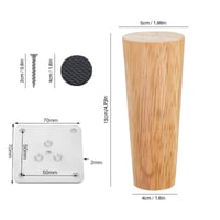 Set 4 Picioare de Mobilier din Lemn de Stejar Drasohuija, 12 cm, Picioare Conice din Lemn Masiv pentru Canapea, cu Placă de Montare și Șuruburi Interschimbabile, pentru Scaun, Canapea, Pat, Dulap 2