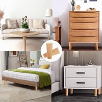 Set 4 Picioare de Mobilier din Lemn de Stejar Drasohuija, 12 cm, Picioare Conice din Lemn Masiv pentru Canapea, cu Placă de Montare și Șuruburi Interschimbabile, pentru Scaun, Canapea, Pat, Dulap 5