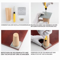 Set 4 Picioare de Mobilier din Lemn de Stejar Drasohuija, 12 cm, Picioare Conice din Lemn Masiv pentru Canapea, cu Placă de Montare și Șuruburi Interschimbabile, pentru Scaun, Canapea, Pat, Dulap 7