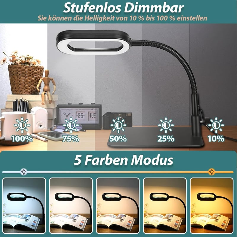 Drdefi 10x nagyítóüveg LED lámpával, állvánnyal, 5 színmód, dimmelhető