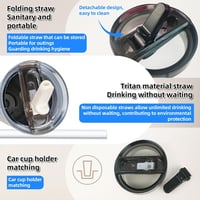 Dreaku Stanley Pohár Csere Fedél 40 oz Mérethez - Szivárgásmentes, Portaszító Kupak 4 Szívószállal és Tisztítókefével, Fekete-Fehér

AI: I'v 3