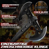 Dream Reach Dupla Fejű Camping Balta Fekete Nyéllel Kültéri Bushcraft Erdei Munka - black 4