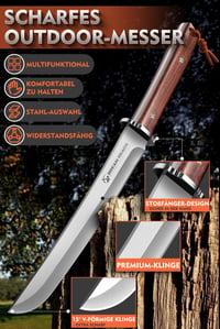 Dream Reach Nož za Preživljavanje 21cm s Fiksnom Oštricom - Lovački Mačeta s Kožnom Futrolom Kampiranje Planinarenje Ribolov Outdoor Nož za Preživljavanje 2