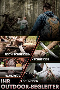 Dream Reach Túlélő Kés 21cm Rögzített Pengével - Vadász Machete Bőr Tokkal Kemping Túrázás Horgászat Outdoor Survival Kés 7